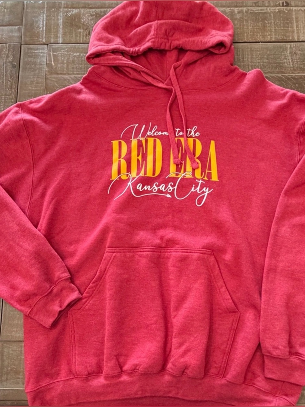 Red Era Kansas City Graphic Hoodie Sweatshirt XXL Red Pullover Kangaroo Pocket - Picture 4 of 4